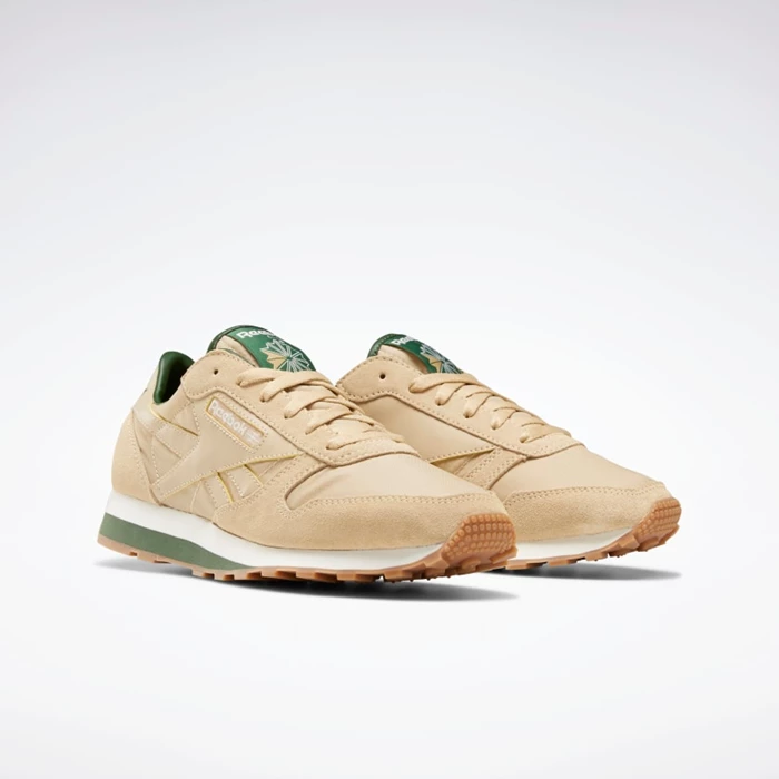 Reebok Classic Leather AZ Classics Dames Beige/Green | FNU690738