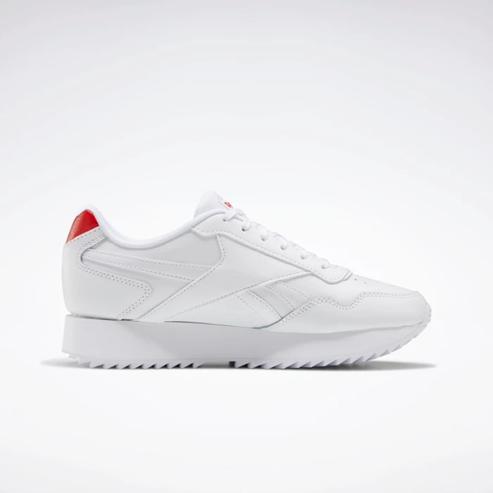 Reebok Royal Glide Ripple Double Classics Dames White/Red/White | XHQ607145