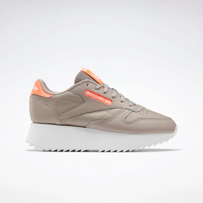 Reebok Classic Leather Double Classics Dames Grey/Orange/White | PXW718253