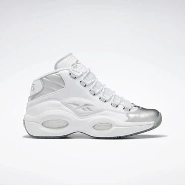 Reebok Question Mid Basketbalschoenen Heren Wit Wit Zilver | MSI756918